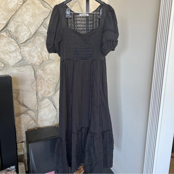 Reformation Norwich Organic Cotton Midi Dress Black - Picture 3 of 8